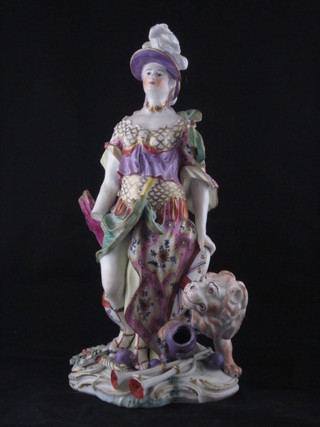 An 18th Century porcelain figure of Britannia, f, 12"