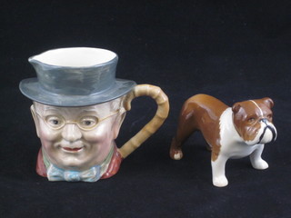 A Beswick figure of a Bulldog - Buson 2" and a Beswick  character jug Mr Pickwick 3", chip to rim,