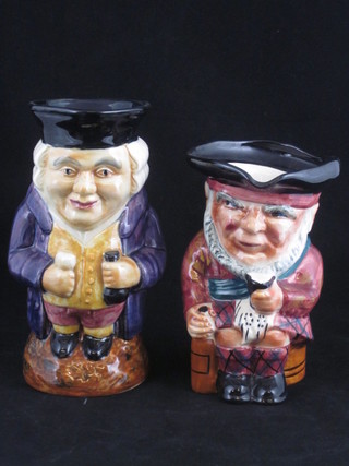 2 Shorter Pottery Toby jugs