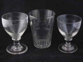 2 Antique glass rummers and a pint glass