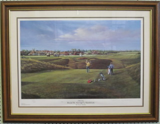 Terrence Macklin, limited edition coloured print "18th Tee Royal St George Sandwich" 16" x 23"