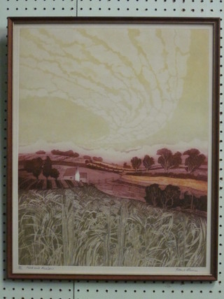 Robert Barnes, artists proof coloured print "Field and Meadow"  19" x 14 1/2"