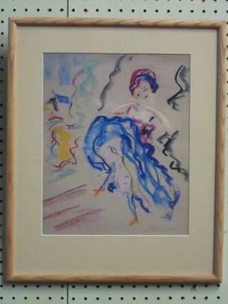 Ernst Ludwig Kirchner, gouache drawing "Dancer" 11" x 9"