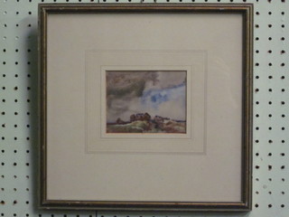 William Whitchard, impressionist drawing "Downland Scene"  signed and dated 1923 4" x 4 1/2"