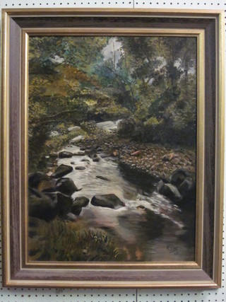 A S Dyer, oil on canvas "Study of a Torrent" 23" x 17"