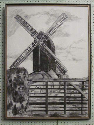 W Scott, pencil drawing "Windmill" 30" x 20"