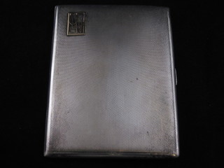 A silver cigarette case with engine turned decoration London 1933, 4  ozs