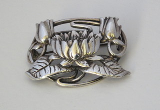 A floral silver brooch