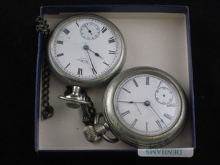 2 open faced pocket watches by Waltham