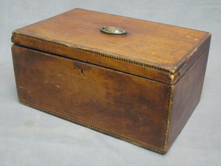 A 19th Century rectangular mahogany box with hinged lid, 14"