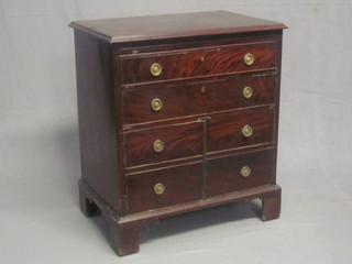 A Georgian mahogany commode converted to a chest, fitted 2  long drawers above a cupboard, raised on bracket feet 26"