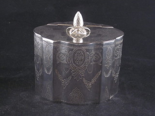 An oval shaped silver plated caddy 4 1/2"