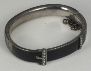 A Victorian silver and enamelled mourning bracelet