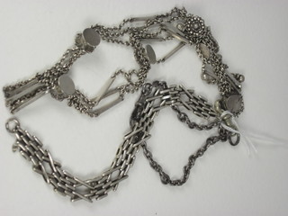 A silver gate bracelet, a silver necklet and 1 other bracelet