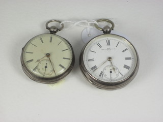 An open faced pocket watch with enamelled dial - The  Farringdon contained in a silver case and 1 other