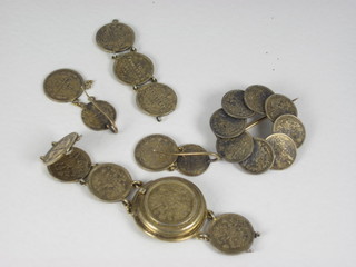 A suite of Russian gilt metal jewellery comprising brooch, bracelet - f, and a pair of earrings