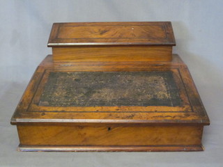 A Victorian walnut Davenport top with stationery box with hinged lid 21"