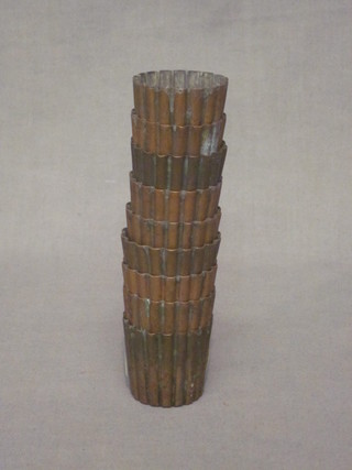9 various cylindrical fluted copper moulds 2" marked 23