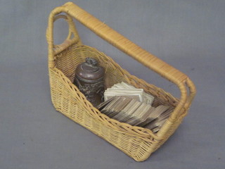 An antimony bell shaped inkwell, no liner, 2 1/2" and a  collection of tea and cigarette cards