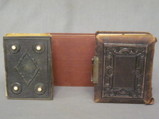 2 Victorian leather bound photograph albums and 1 other
