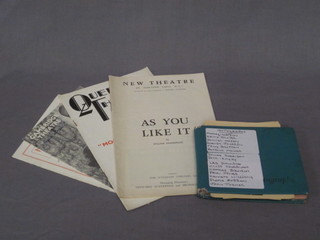 4 various theatre programmes and signed slips of paper, signed Wilfred Hyde White, Ralph Richardson, Douglas Fairbanks Jnr. together with an autograph album 
