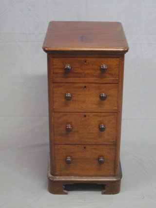 An Edwardian mahogany pedestal chest of 4 long drawers 16"