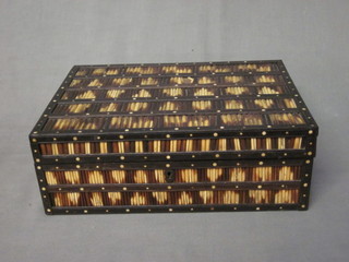 A 19th Century porcupine quill box with hinged lid 11"