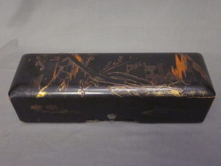 A rectangular black lacquered fan box 16"