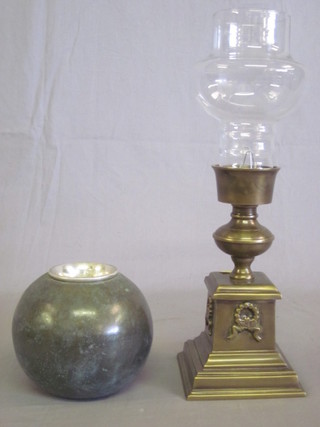 A bronzed finished table lamp 9" and a bronzed vase