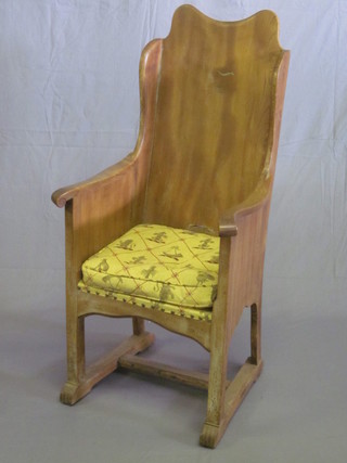An elm lambing style chair with H framed stretcher