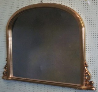 A Victorian style D shaped over mantel mirror contained in a gilt  frame 50"