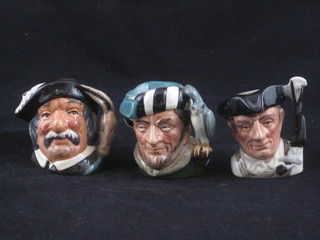 3 various small Royal Doulton character jugs - The Falconer,  Sancho Pancho D6518 and D6587 2 1/2"