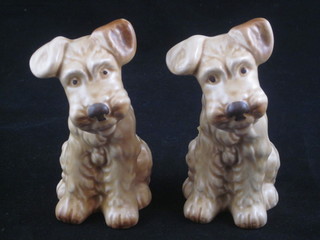 A pair of Sylvac brown glazed figures of seated Terriers, base  marked 1378 5"