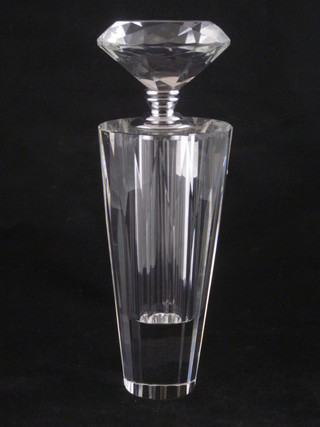 An Art Deco style circular faceted glass perfume bottle 9"