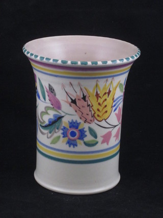A Poole Pottery cylindrical vase, base impressed Poole England 115, 5"