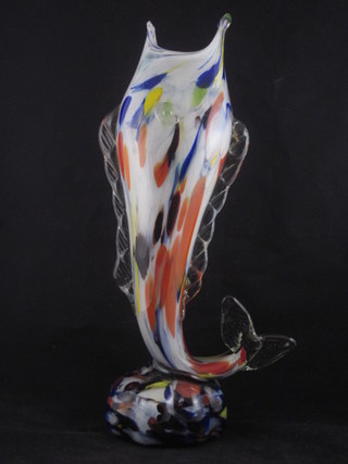A Murano glass style vase in the form of a fish 15"