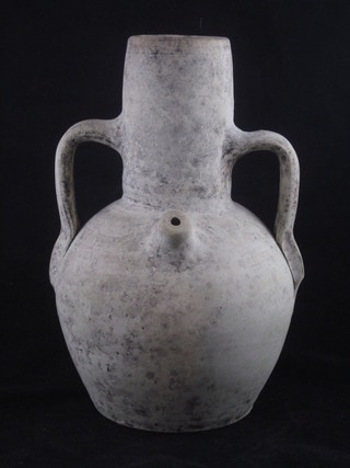 A pottery twin handled drug jar 12"