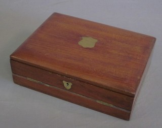 A Victorian walnut writing slope with hinged lid by Watts & Co 10"
