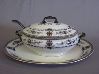 A Formsa twin handled tureen and cover 13" complete with  ladle, ladle f, and matching meat plate 18"
