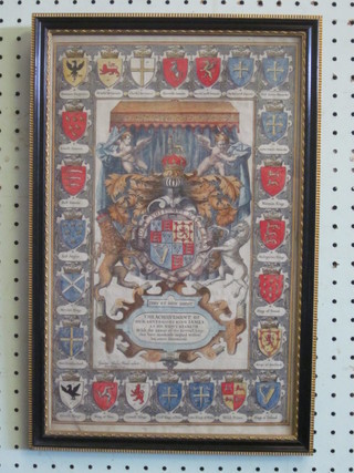 A coloured plate "The Achievements of Our Sovereign King  James" 15" x 9"