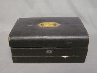 A Victorian leather covered writing slope 14"