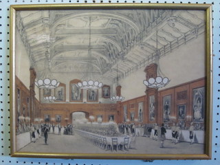 A 19th Century print, "The Waterloo Gallery, Windsor Castle"  13" x 18"