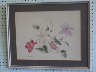 M Edmett, watercolour "Study of Flowers" 10" x 13"