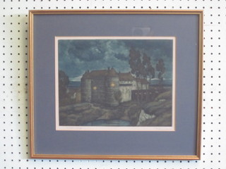 A coloured print "The Chateau at Dieppe" signed in the margin  8" x 11"