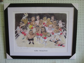 Griffin, a limited edition artists proof coloured print 34/100 "Boxing Greats" 18" x 23"