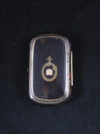 A tortoiseshell and piquet cheroot case with 18ct gold hinges, 3"