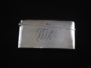 An Edwardian silver card case, monogrammed Birmingham 1900  1 ozs