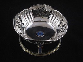 A circular Art Deco pierced silver and enamelled bowl, Birmingham 1930, 6 ozs
