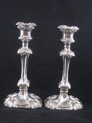 A pair of Victorian Rococo style candlesticks with detachable  sconces, Sheffield 1862 9"  ILLUSTRATED