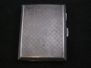A silver cigarette case with engine turned decoration,  Birmingham 1925, 3 ozs